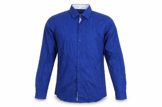 Mauro Puccini Men's Blue Cotton Long Sleeve Button-Up Shirt M