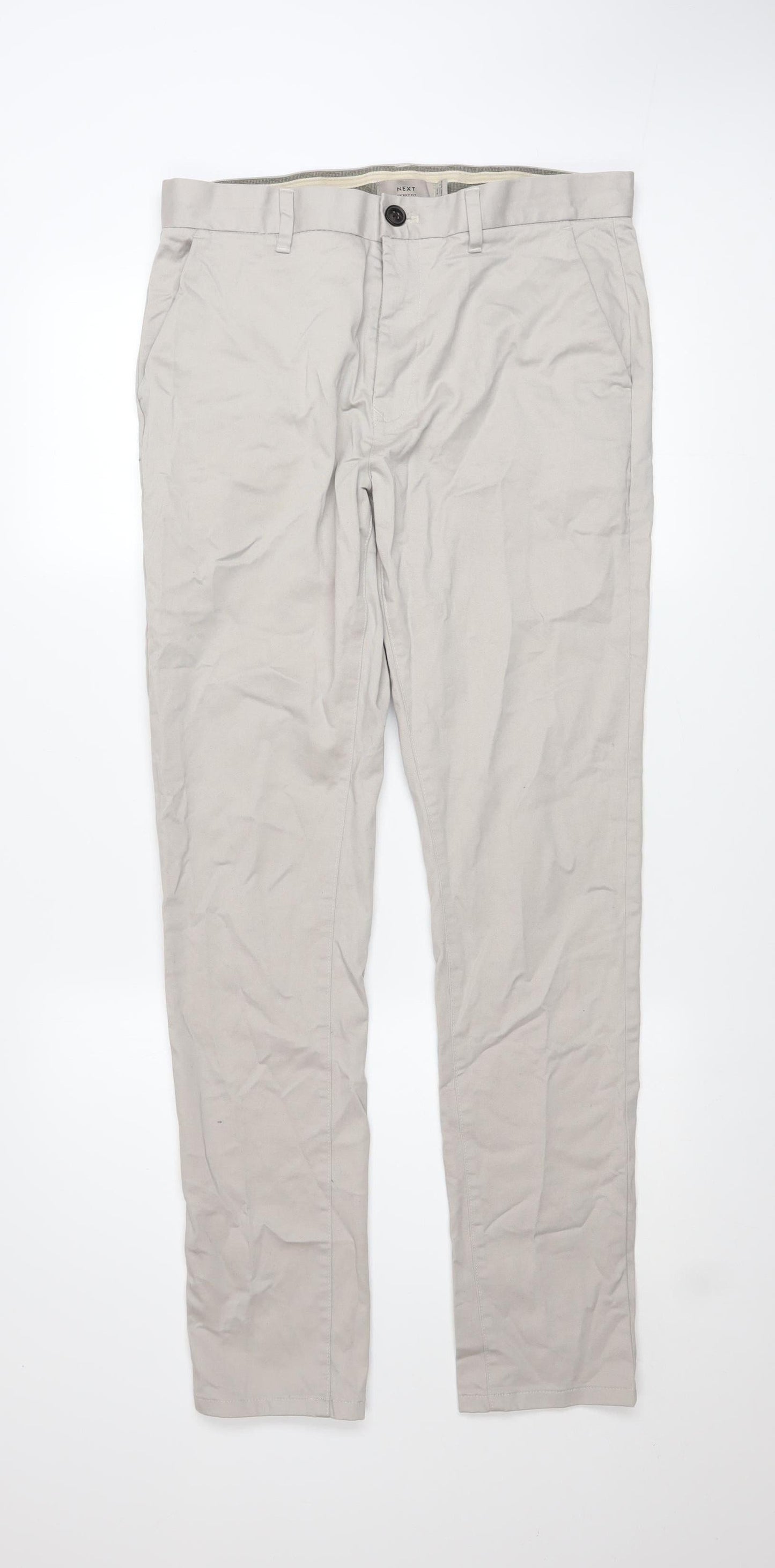 Next Men's Beige Skinny Fit Chino Trousers Size 32L
