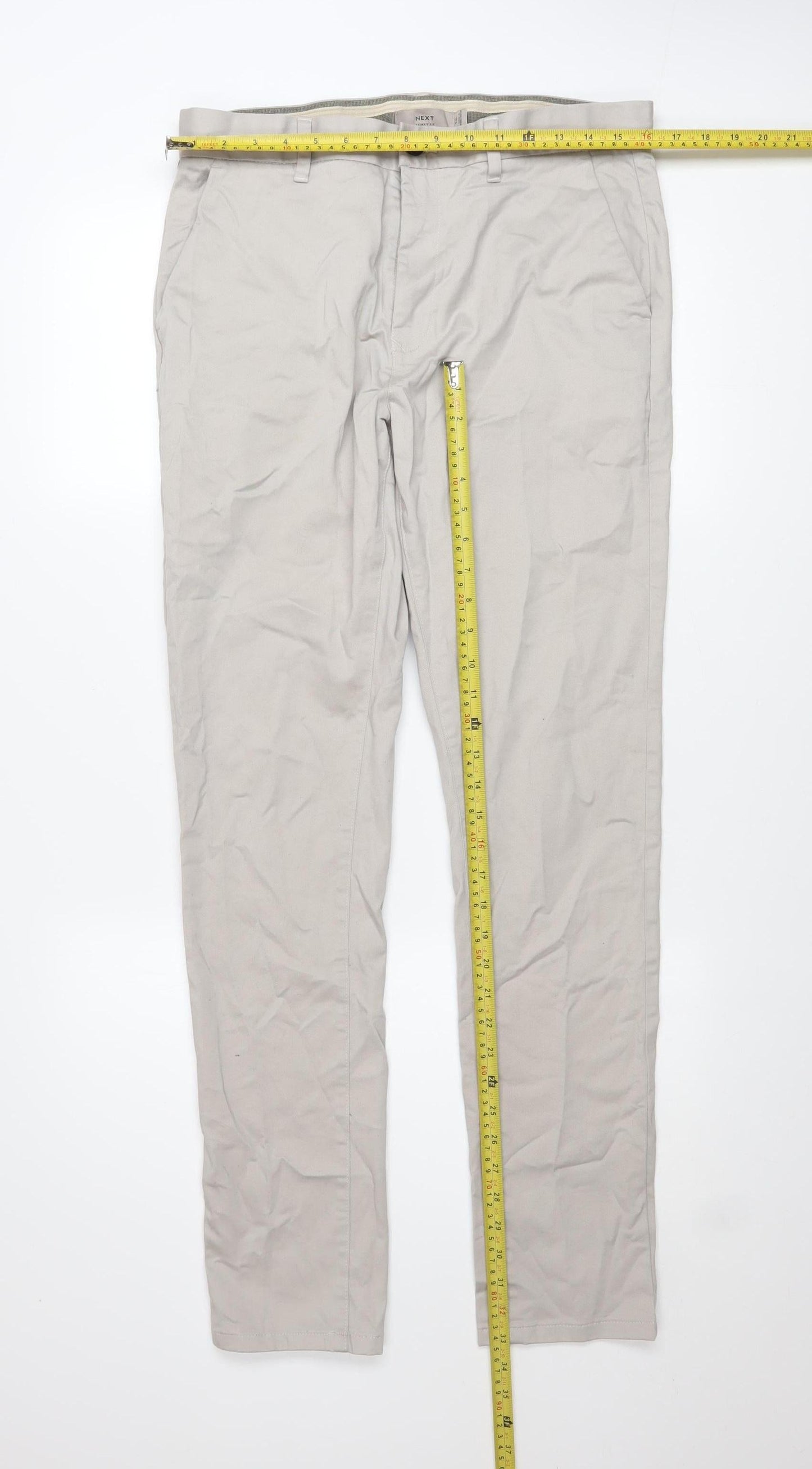 Next Men's Beige Skinny Fit Chino Trousers Size 32L