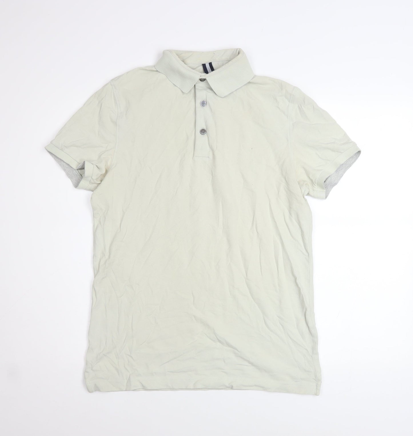 PROF JOMO Men's Ivory Cotton Elastane Short Sleeve Polo Shirt Medium