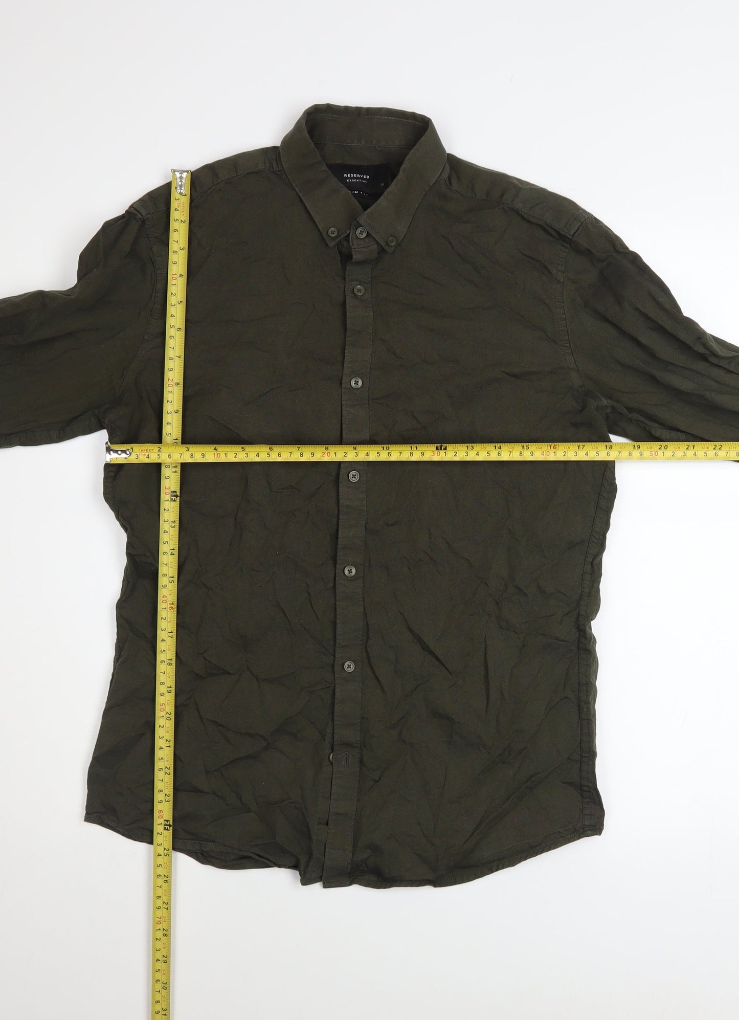 Reserved Men's Green Slim Fit Long Sleeve Button-Up Shirt M