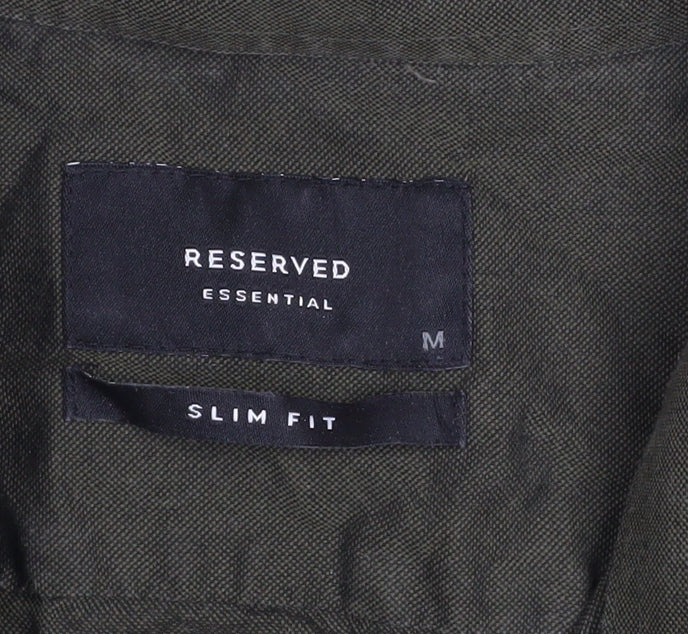 Reserved Men's Green Slim Fit Long Sleeve Button-Up Shirt M