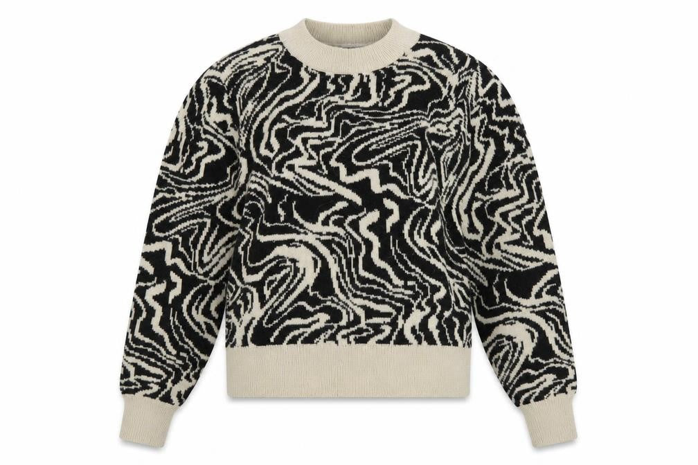 Topshop Women’s Black Beige Crew Neck Pullover Jumper Size S