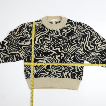 Topshop Women’s Black Beige Crew Neck Pullover Jumper Size S