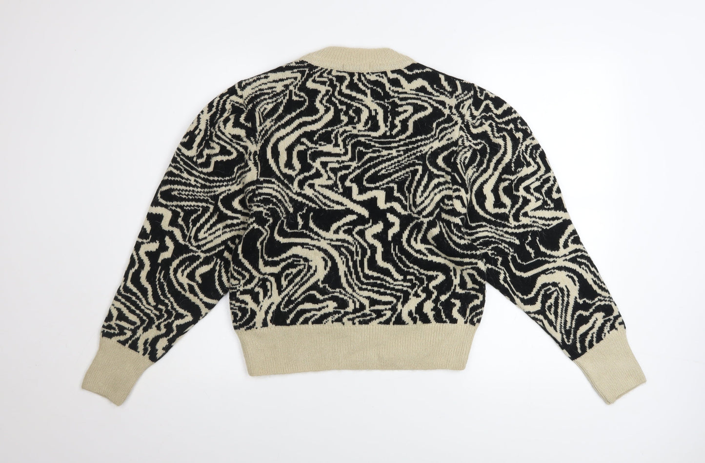 Topshop Women’s Black Beige Crew Neck Pullover Jumper Size S