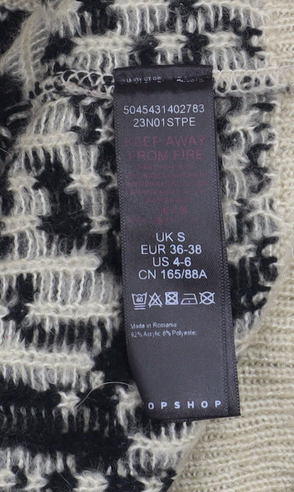Topshop Women’s Black Beige Crew Neck Pullover Jumper Size S