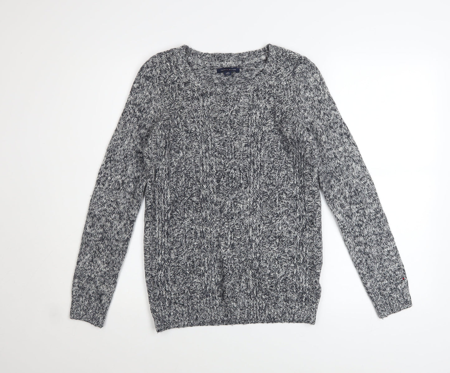Tommy Hilfiger Women’s Grey Cable-Knit Crew Neck Jumper XS