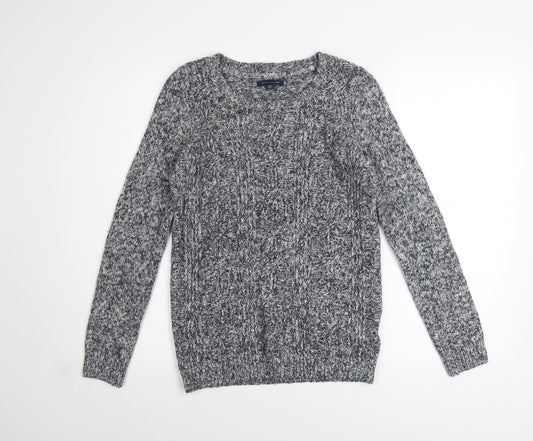 Tommy Hilfiger Women’s Grey Cable-Knit Crew Neck Jumper XS