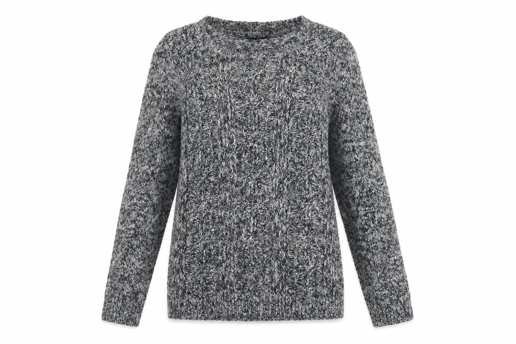 Tommy Hilfiger Women’s Grey Cable-Knit Crew Neck Jumper XS