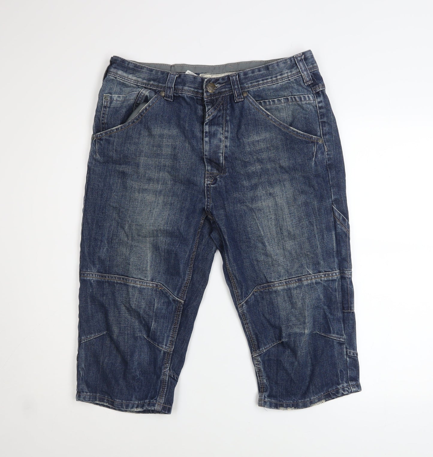 Burton London Men's Blue Denim Cargo Shorts Size 32 Regular Fit