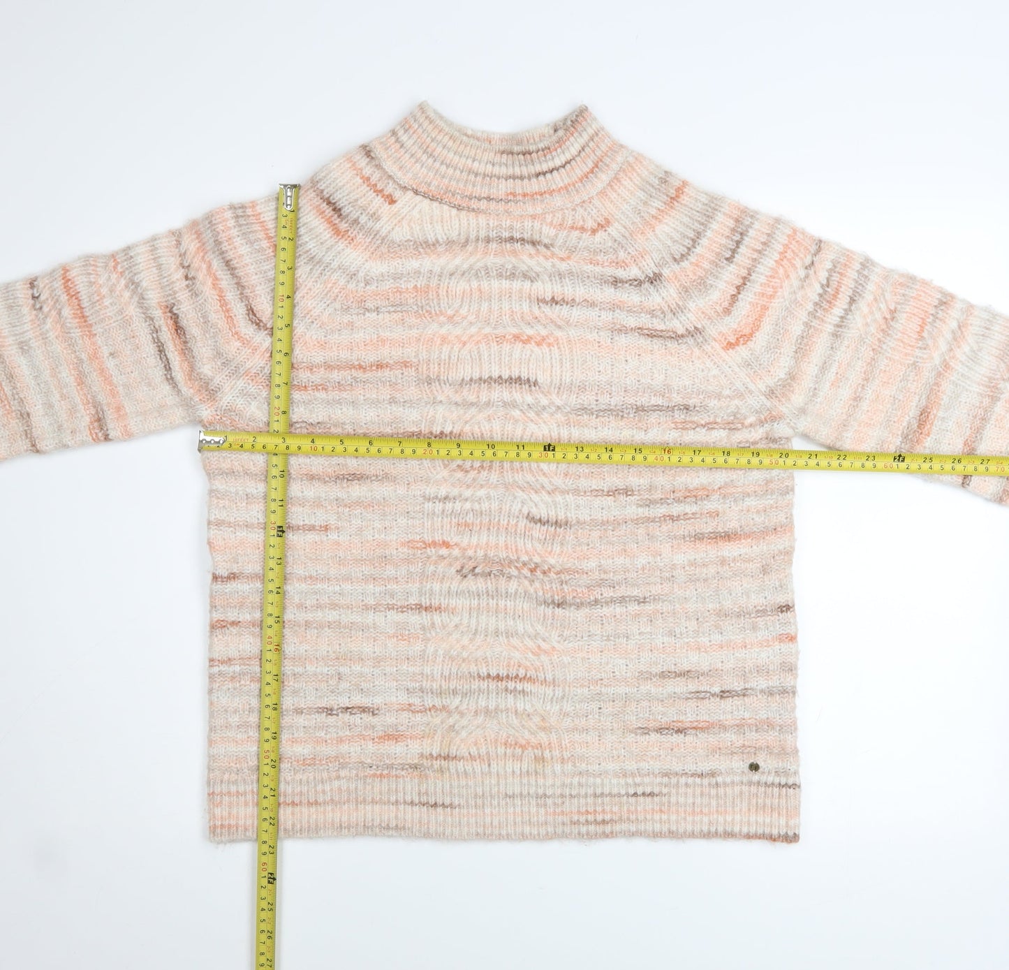 Fat Face Women's Beige Chunky Knit High Neck Jumper Size 10