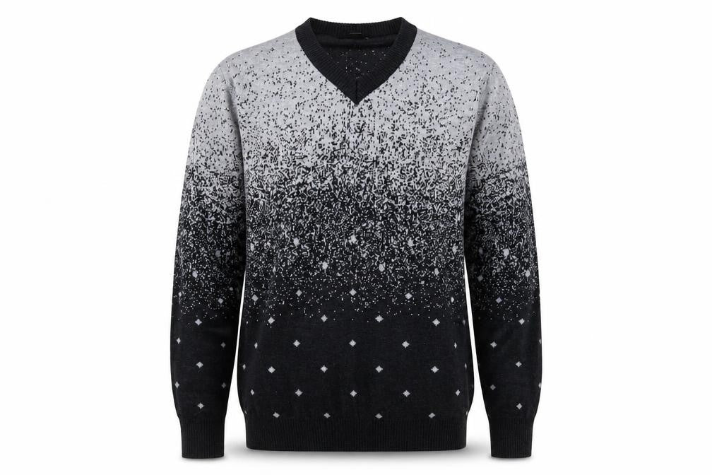Selection Men's Grey V-Neck Pullover Acrylic Knit Sweatshirt Size S