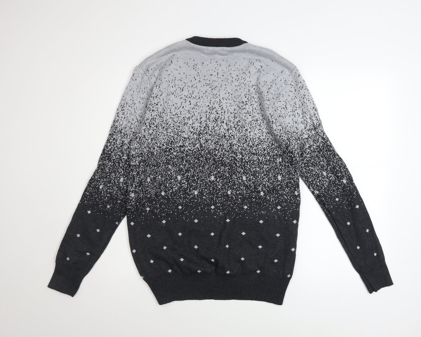 Selection Men's Grey V-Neck Pullover Acrylic Knit Sweatshirt Size S