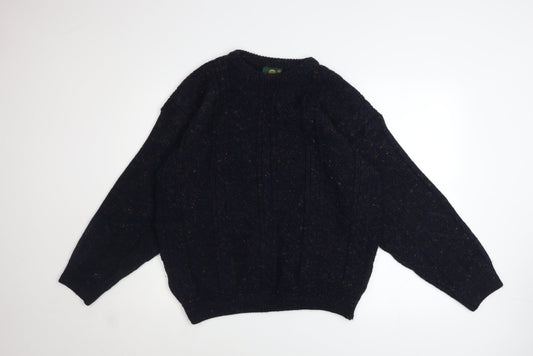 Greenwoods Men's Blue Cable-Knit Wool Blend Pullover Jumper M