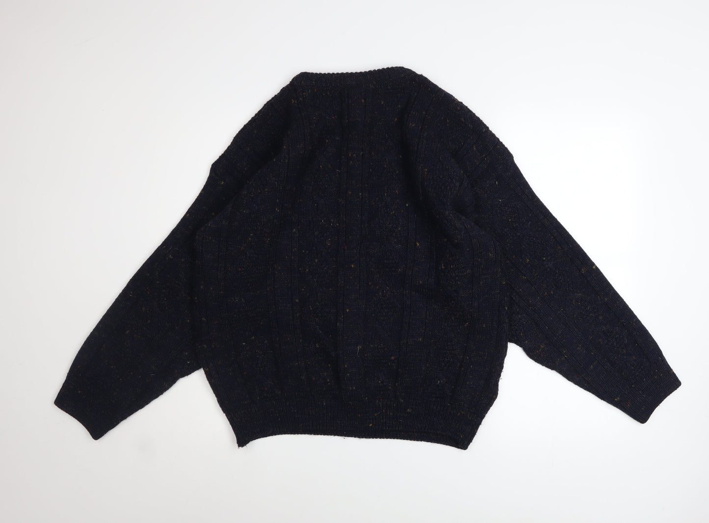 Greenwoods Men's Blue Cable-Knit Wool Blend Pullover Jumper M