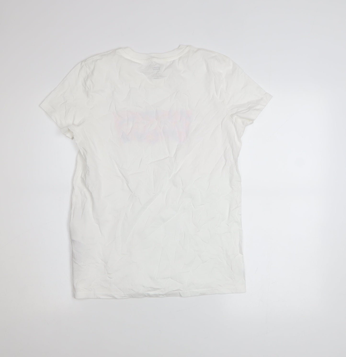 Levi's Women's White Floral Logo T-Shirt Size S Cotton Short Sleeve