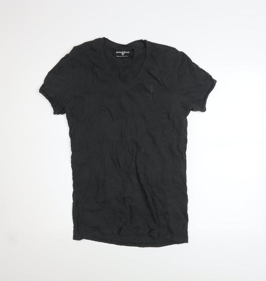 Judas Sinned Women's Black V-Neck Slim Fit Cotton T-Shirt Size 10