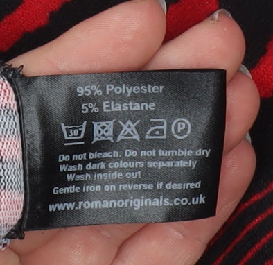 Roman Originals Women Red Black Stripe Shift Dress Size 18