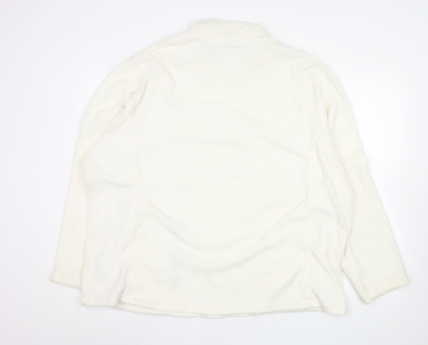 Atlasforwomen White Embroidered Fleece Jacket Women’s Plus 24-26 Zip Pockets
