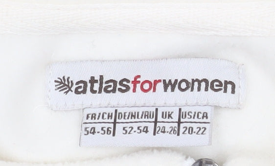 Atlasforwomen White Embroidered Fleece Jacket Women’s Plus 24-26 Zip Pockets
