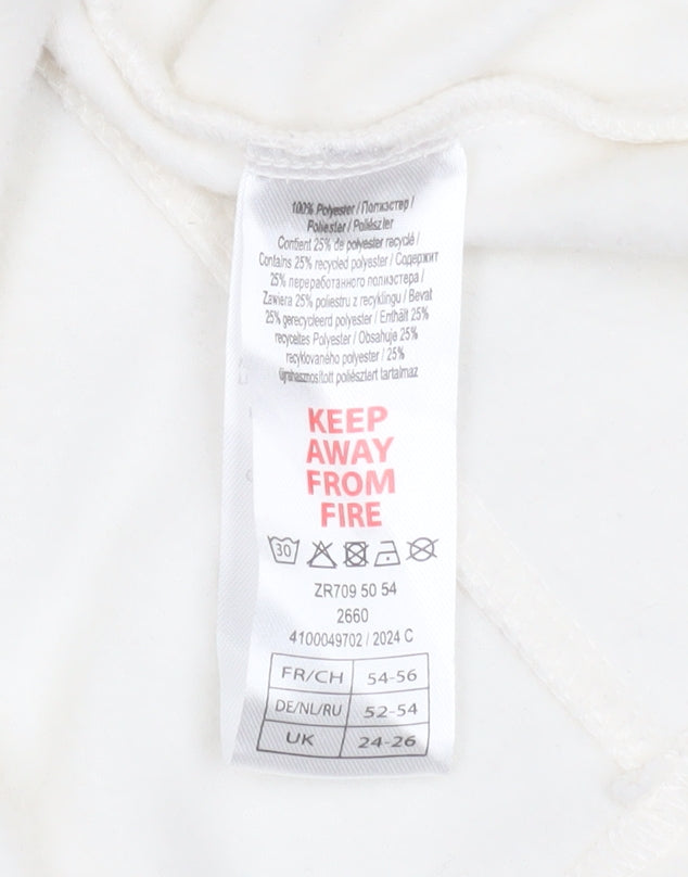 Atlasforwomen White Embroidered Fleece Jacket Women’s Plus 24-26 Zip Pockets