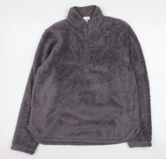 H&M Women Grey 1/2 Zip Fleece Pullover Sweatshirt Size S