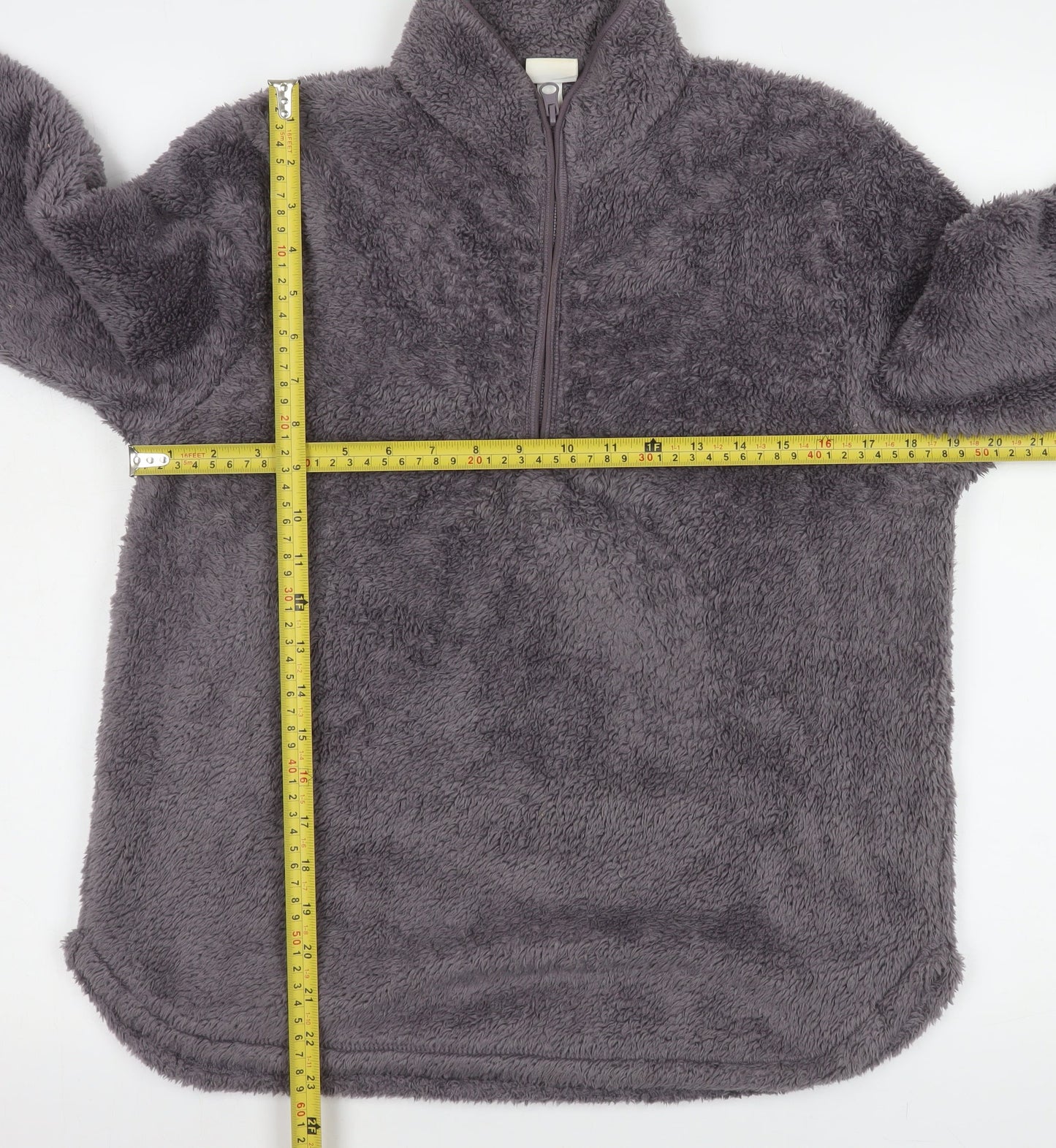 H&M Women Grey 1/2 Zip Fleece Pullover Sweatshirt Size S