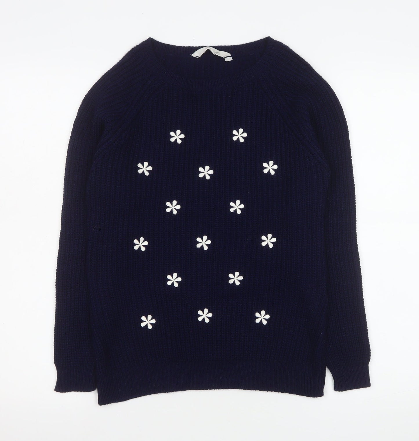 Peacocks Women’s Blue Embroidered Flower Knit Jumper Size S