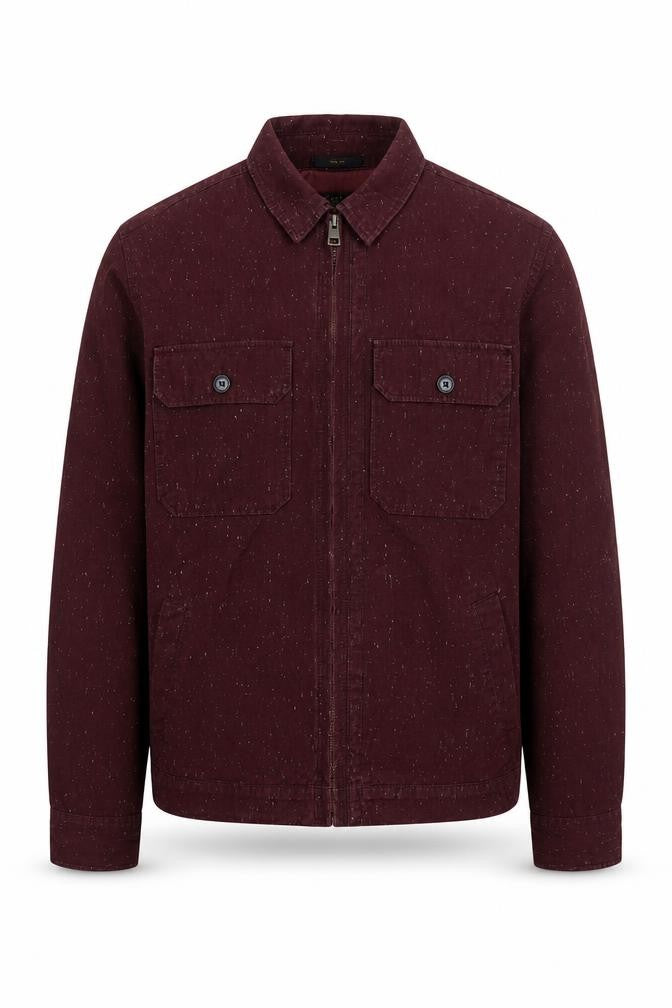 AllSaints Men's Brown Cotton Zip Front Long Sleeve Casual Shirt XS