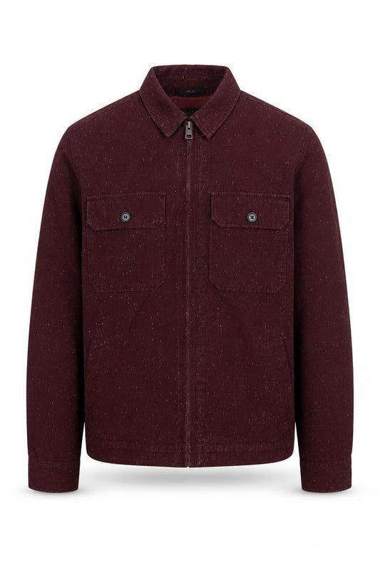 AllSaints Men's Brown Cotton Zip Front Long Sleeve Casual Shirt XS