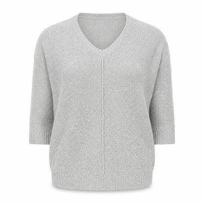 Wallis Women’s Grey Sequin V-Neck Pullover Jumper Size M