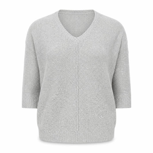 Wallis Women’s Grey Sequin V-Neck Pullover Jumper Size M