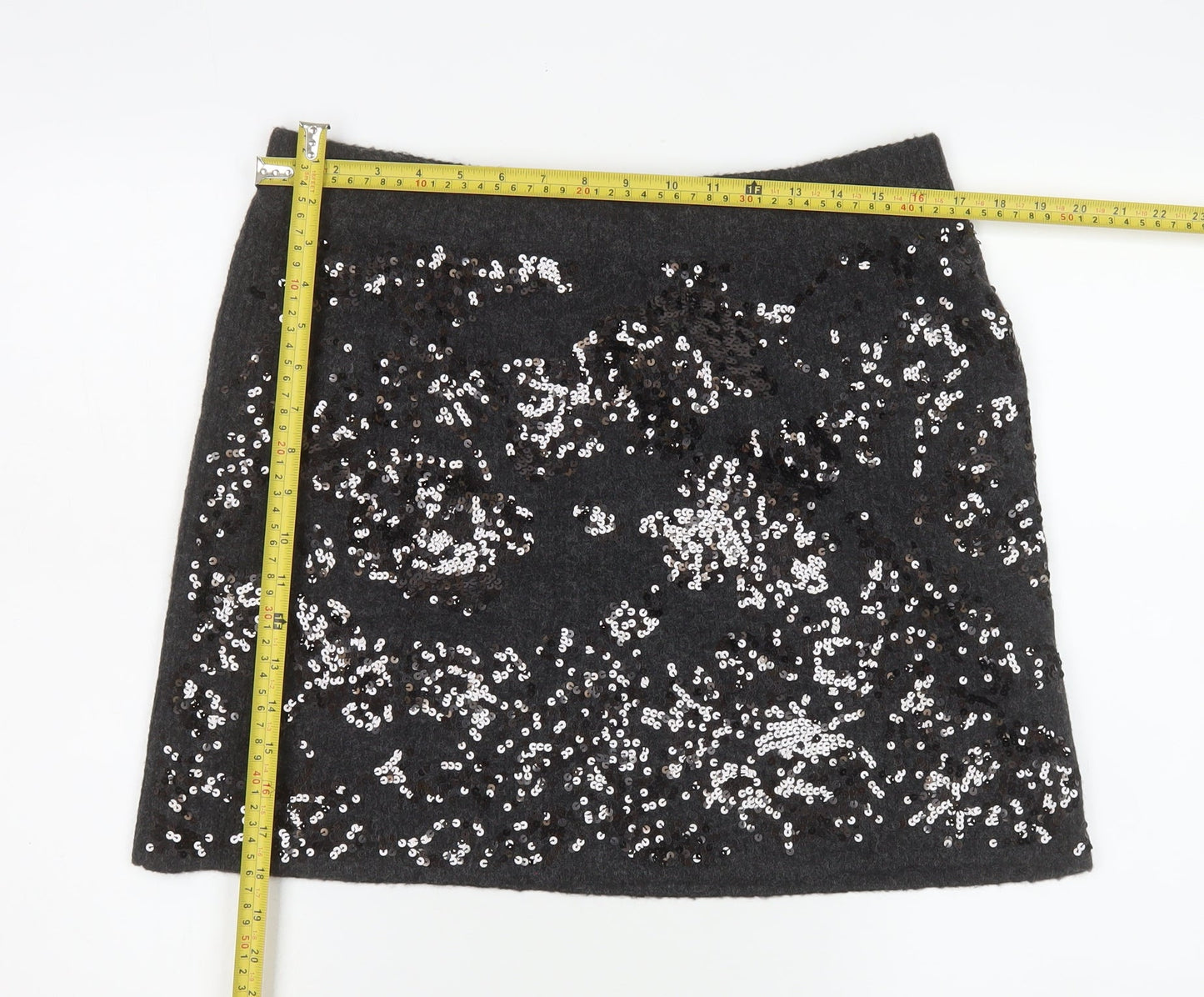 River Island Women's Grey Sequin Mini Skirt Size L Party Wear