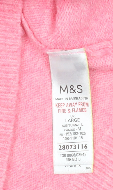 Marks and Spencer Women’s Pink Sequin Snowflake Jumper Size L Winter Pullover