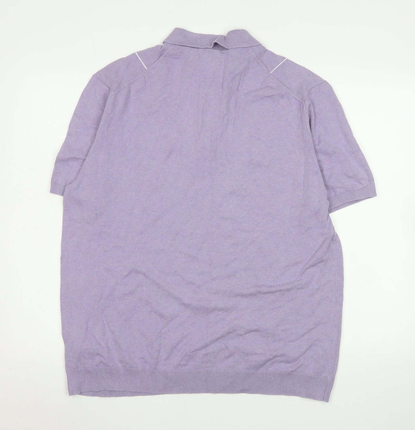 Marks and Spencer Men’s Purple Cotton Polo Shirt XL Zip Neck