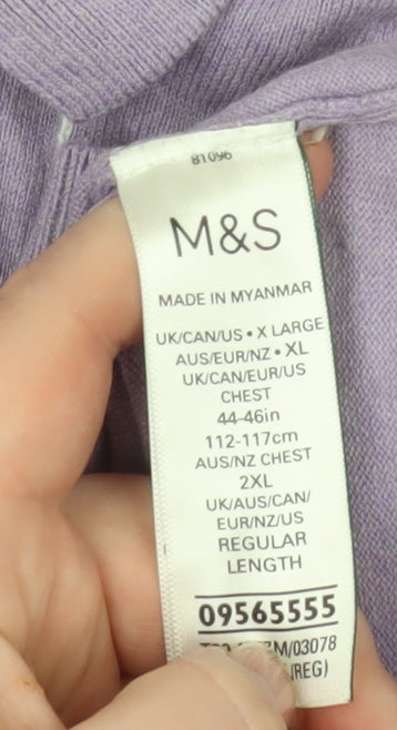 Marks and Spencer Men’s Purple Cotton Polo Shirt XL Zip Neck