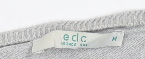 edc Women Grey Knit Shift Dress M Long Sleeve Crew Neck