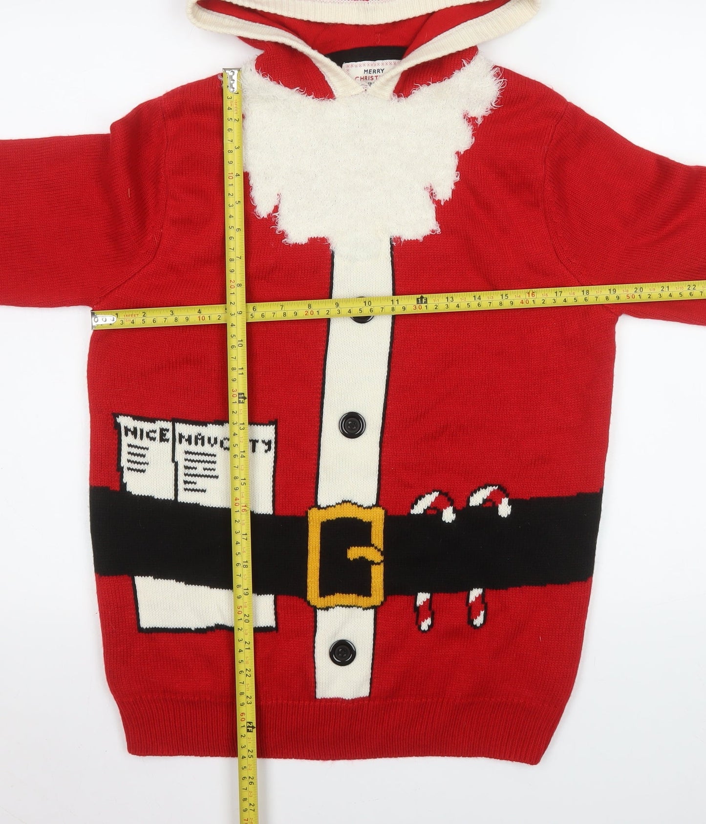 Next Mens Red Christmas Hooded Santa Cardigan Jumper Size M