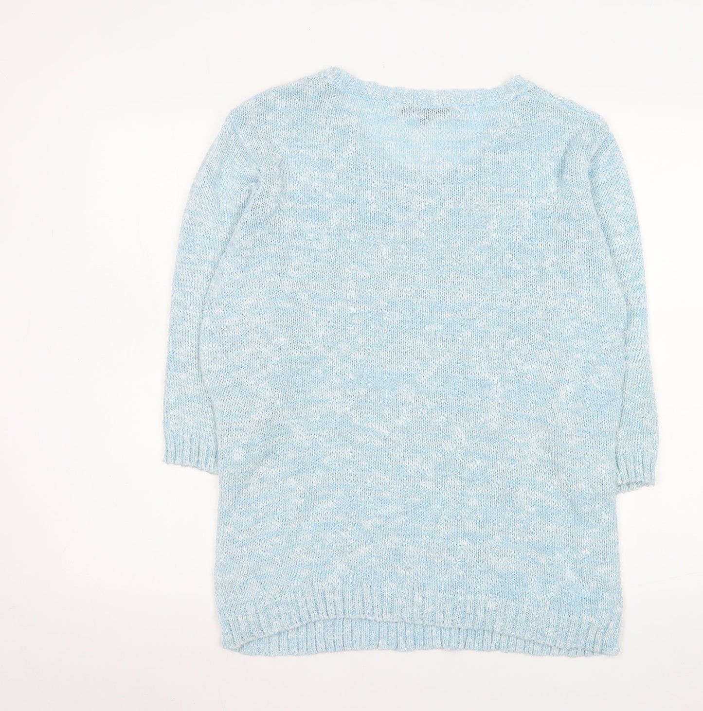 Mudflower Women’s Blue Cable Knit 3/4 Sleeve Cotton Jumper L/XL