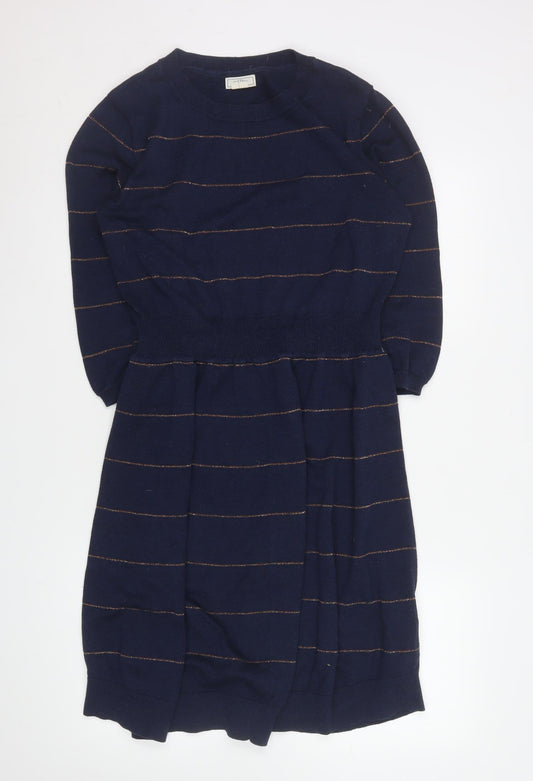 Fat Face Women’s Blue Striped Jumper Dress Size 14 Knitwear