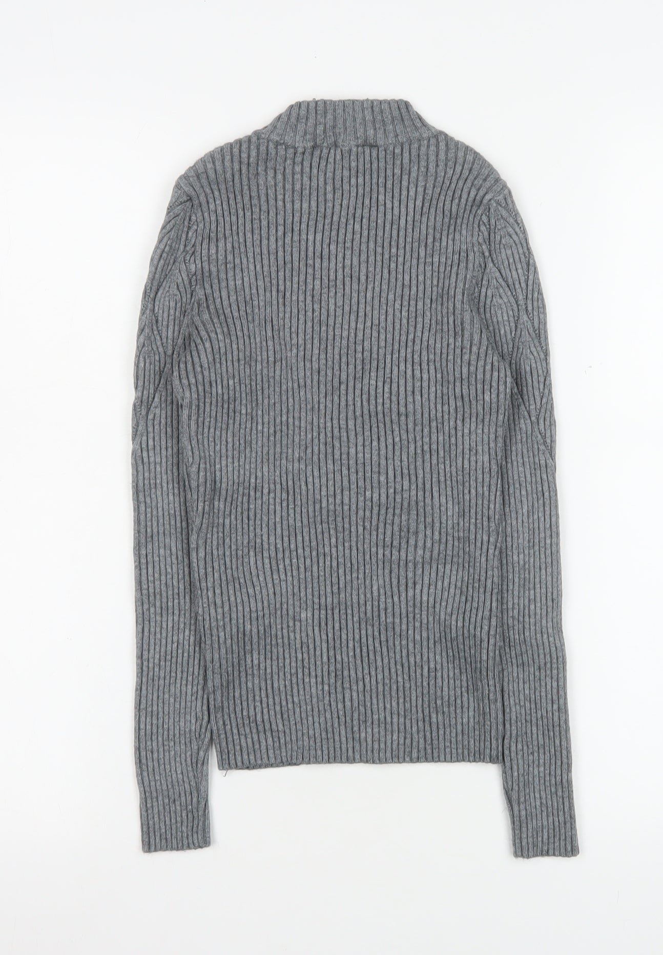 Lipsy Women’s Grey Cable-Knit Mock Neck Jumper Size 8