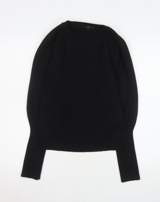 Next Women Black Crew Neck Pullover Jumper Size 14 Regular Fit