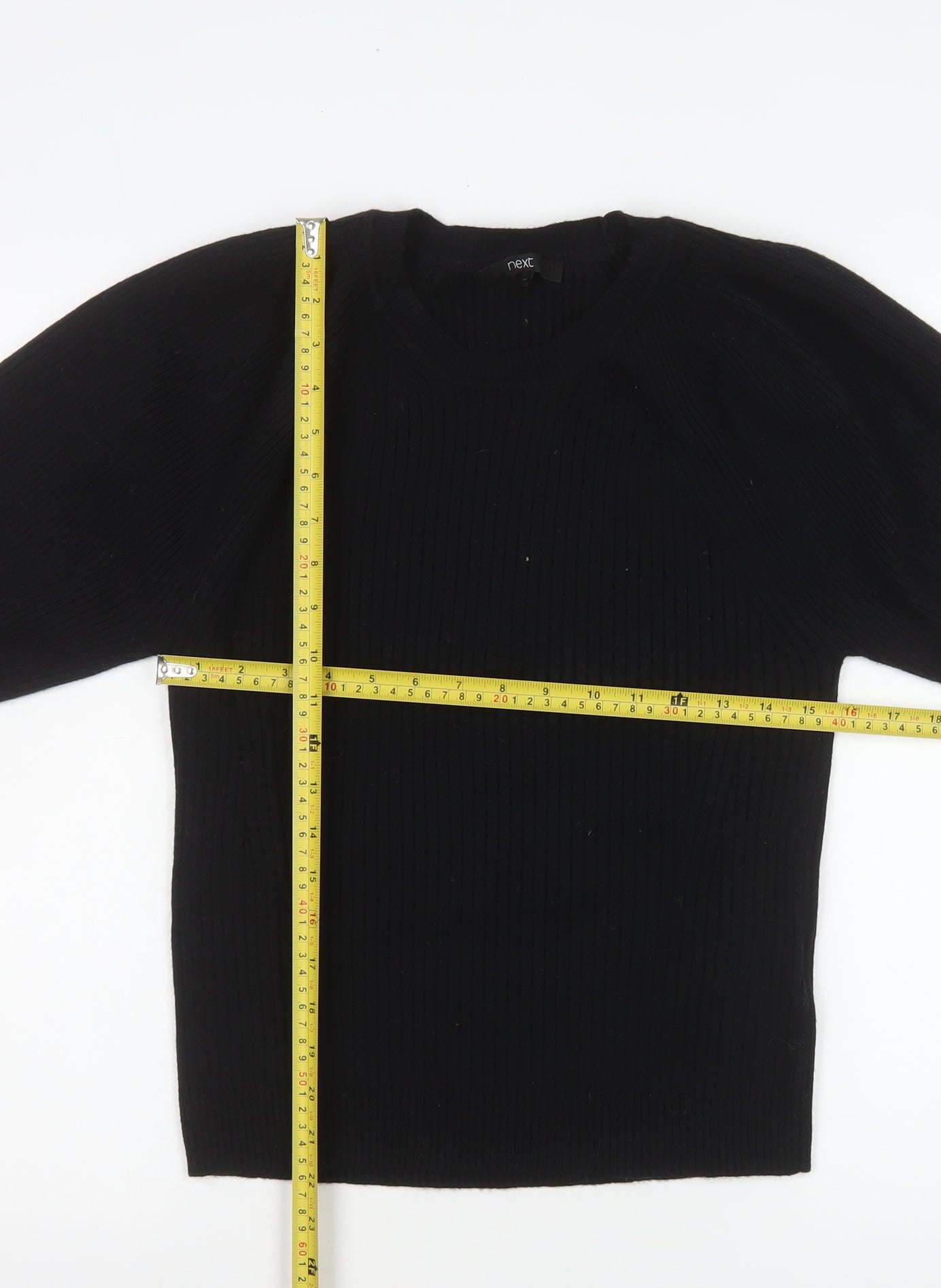 Next Women Black Crew Neck Pullover Jumper Size 14 Regular Fit