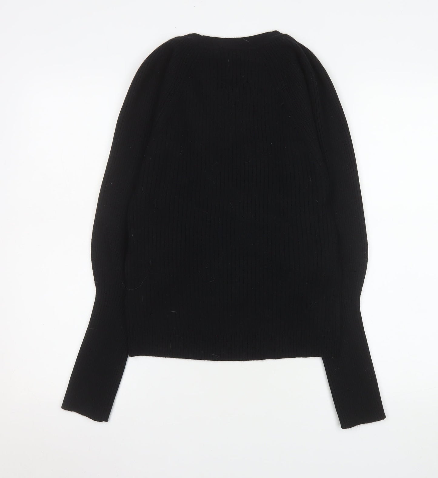 Next Women Black Crew Neck Pullover Jumper Size 14 Regular Fit