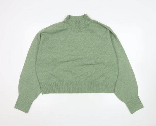In The Style Women Green Mock Neck Knit Pullover Jumper Size M