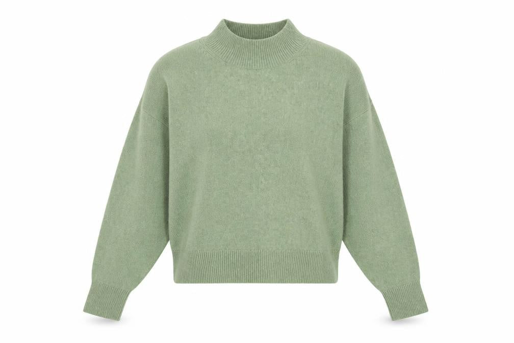 In The Style Women Green Mock Neck Knit Pullover Jumper Size M
