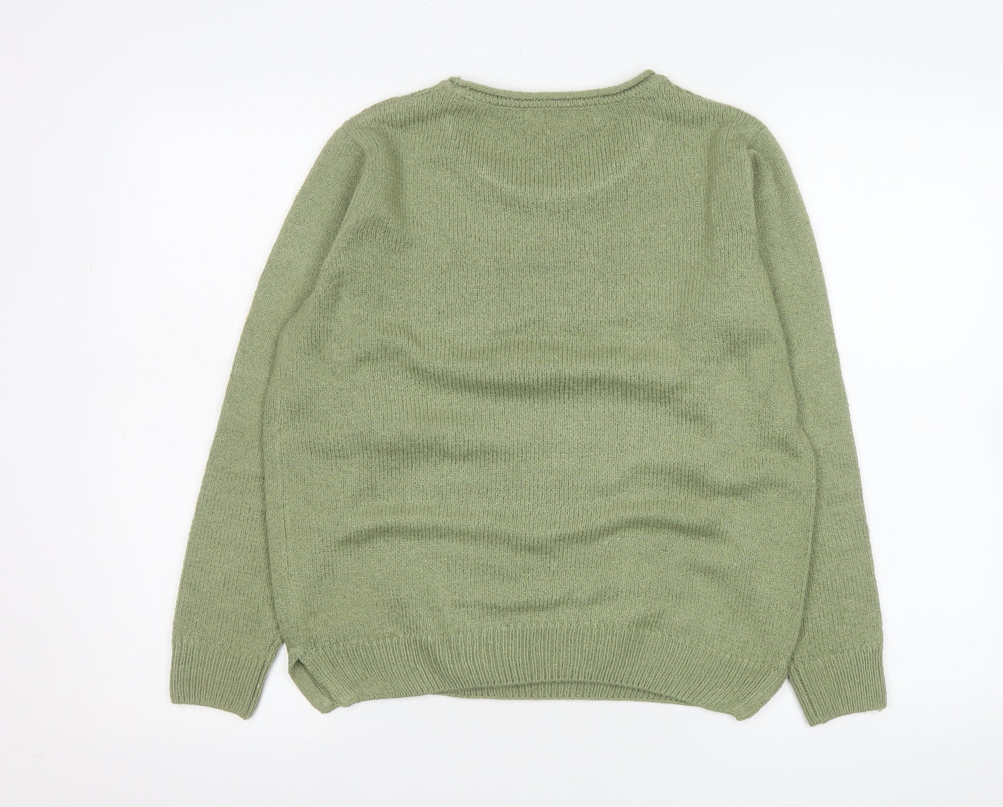 Isle Essentials Women's Green Cable-Knit Acrylic Jumper Size S 10-12