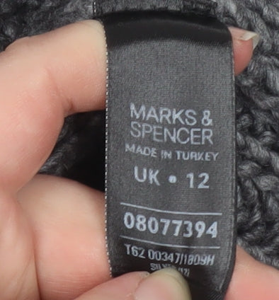 Marks and Spencer Women's Grey Chunky Knit Collared Cardigan UK 12
