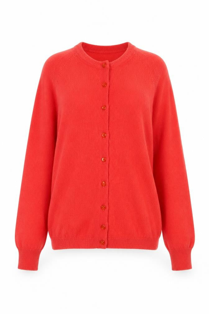 Austen Bryars Womens Red Wool Cardigan Size 14 Vintage Crew Neck