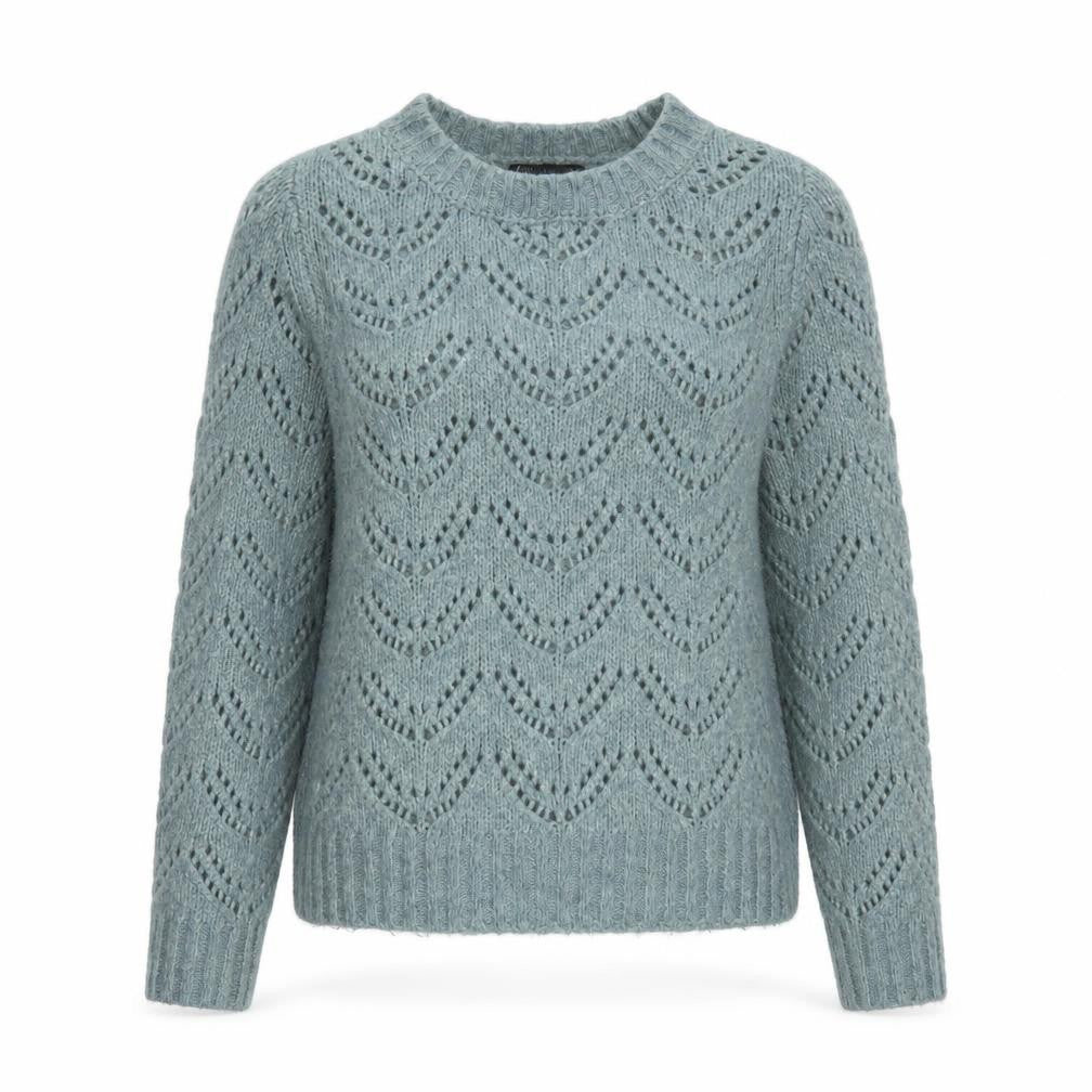 Pieces Women’s Green Open-Knit Crew Neck Pullover Jumper XS